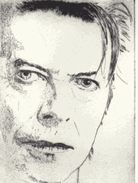 Radierung Kaltnadelradierung David Bowie etching tin machine cby art