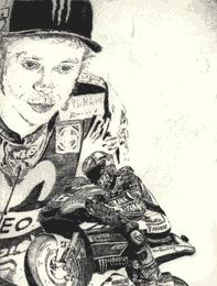 Radierung Kaltnadelradierung Valentino Rossi 46 MotoGP Champion Weltmeister Motorrad Yamaha Original CBY art etching und drypoint