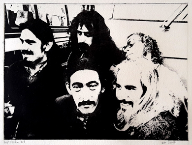 Zappa and the Mothers, Intagliotypie, Photopolymer, Lichtradierung